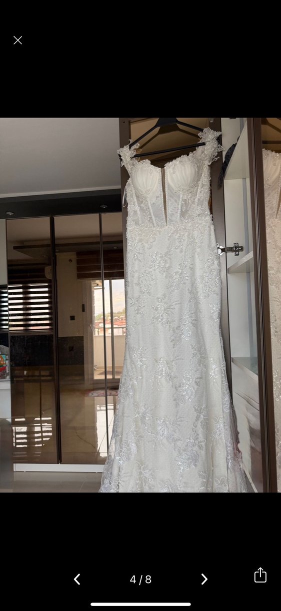 Dantel Detaylı Balik Gelinlik - Görsel 5