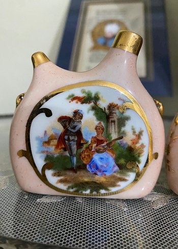 American Vintage Antika pembe limoges minyatür obje