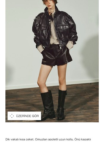 Kahverengi Kemerli Mini Deri Ceket S m L xl - Görsel 3