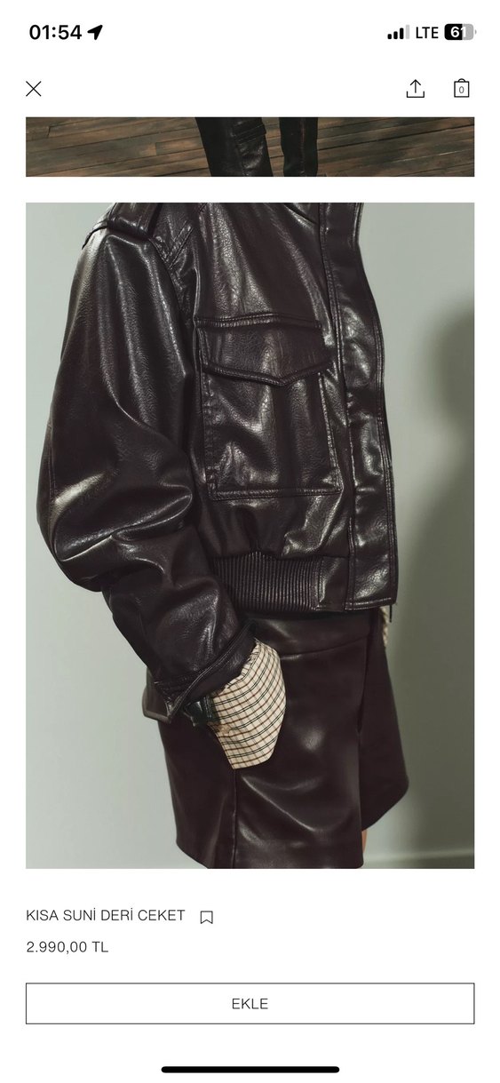 Kahverengi Kemerli Mini Deri Ceket S m L xl - Görsel 2