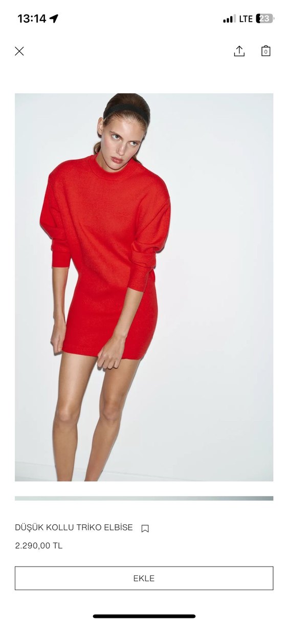 Kırmızı Uzun Kollu Midi Kadın Elbise S M L - Görsel 2