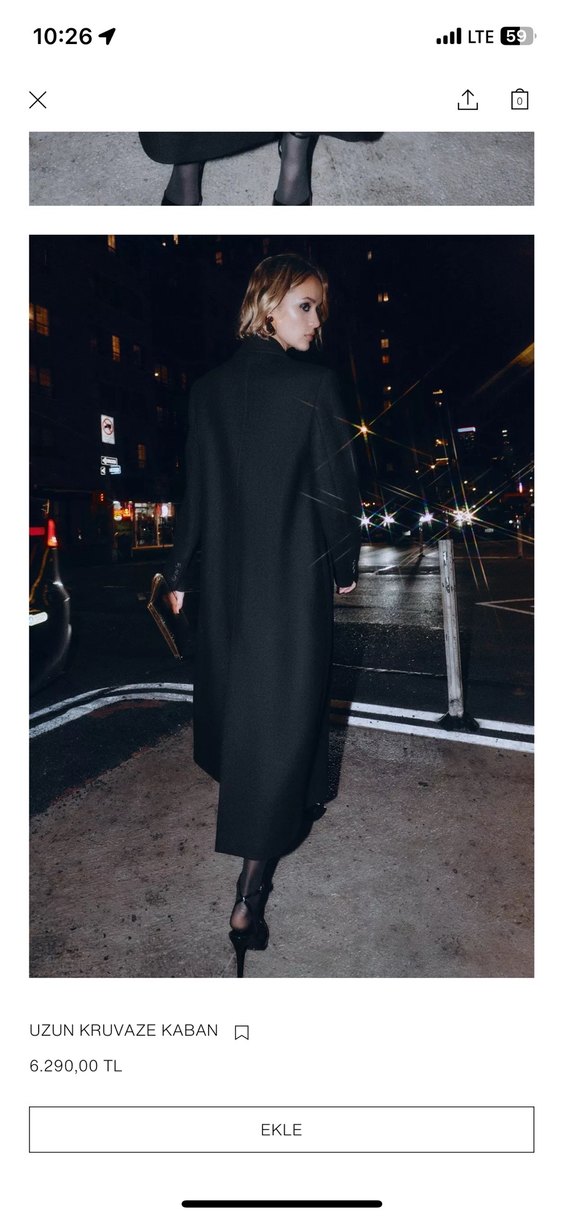 Çift Düğmeli Siyah Kadın Kaban - Görsel 3