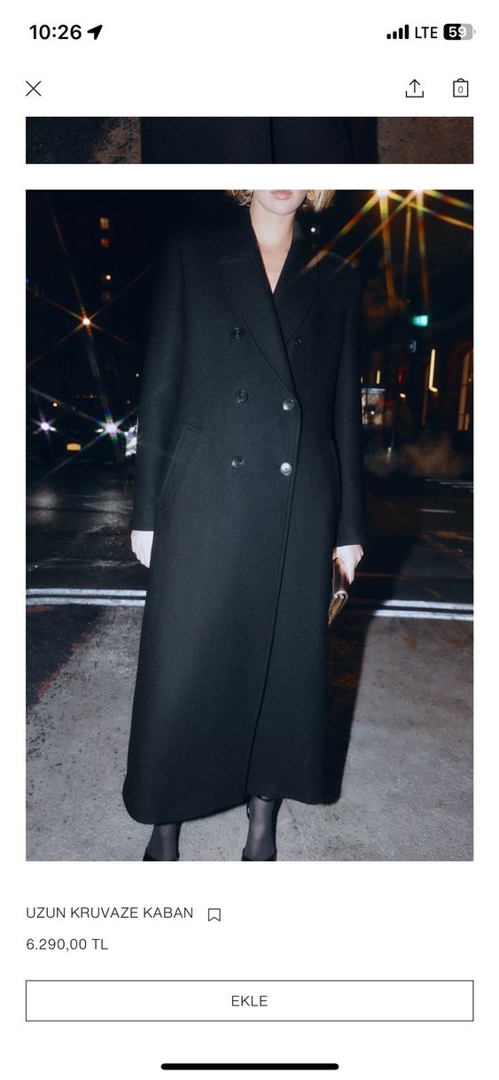 Çift Düğmeli Siyah Kadın Kaban - Görsel 2