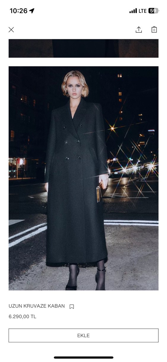 Çift Düğmeli Siyah Kadın Kaban - Görsel 5