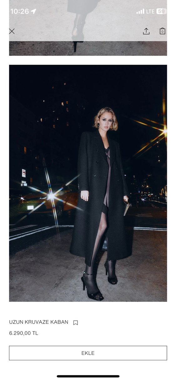 Çift Düğmeli Siyah Kadın Kaban - Görsel 4