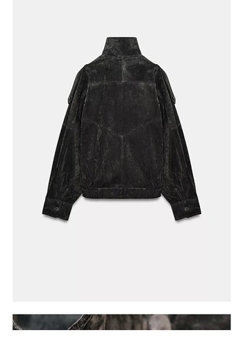 Siyah Süet Kadın Deri Ceket S M L - Görsel 4