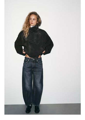Siyah Süet Kadın Deri Ceket S M L - Görsel 3