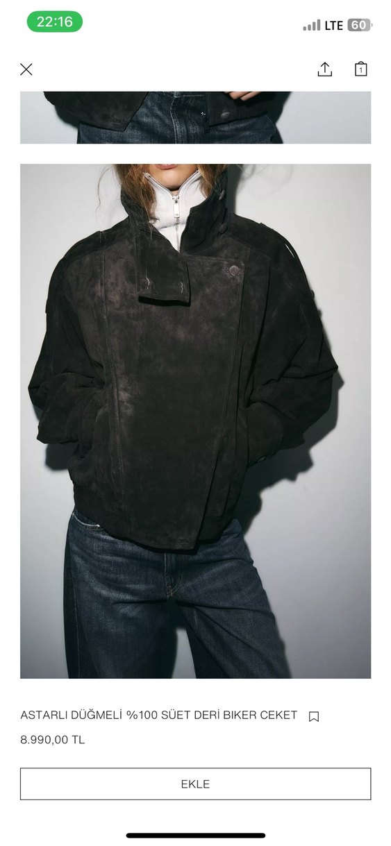 Siyah Süet Kadın Deri Ceket S M L - Görsel 2