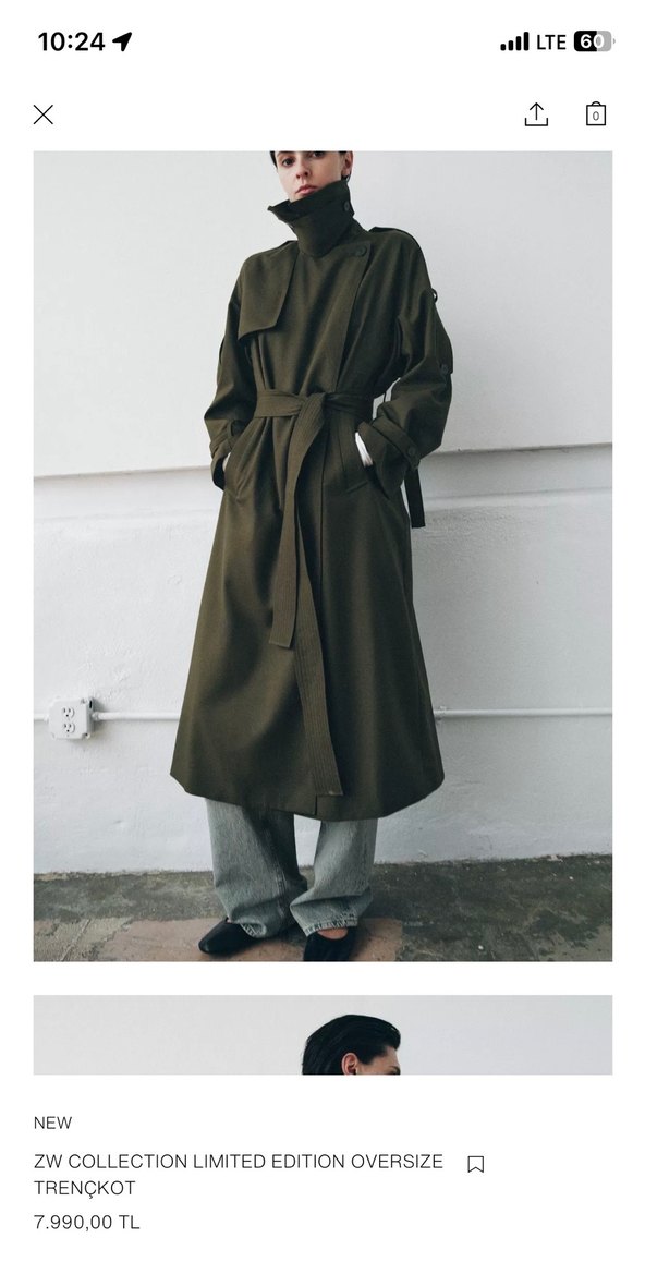 Kadın Haki Kuşaklı Uzun Trençkot S M L - Görsel 2
