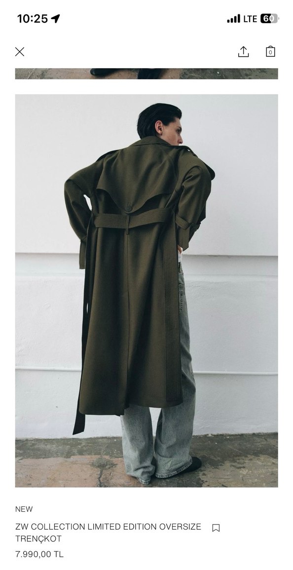 Kadın Haki Kuşaklı Uzun Trençkot S M L - Görsel 3