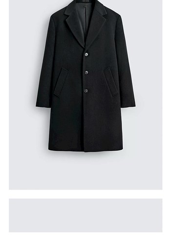 Siyah Erkek Yün Ceket Notched Lapel S M L - Görsel 3