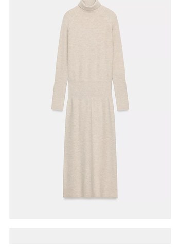 Bej Yün Uzun Kollu Triko Elbise S M L - Görsel 3