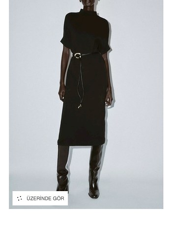 Siyah Uzun Belli Kadın Elbise S M L - Görsel 3