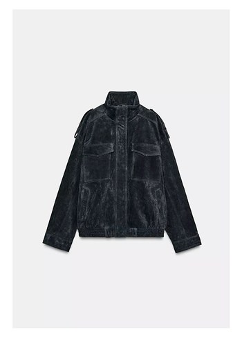 Kadın Siyah Süet Kısa Deri Ceket Xs S m L XL - Görsel 4