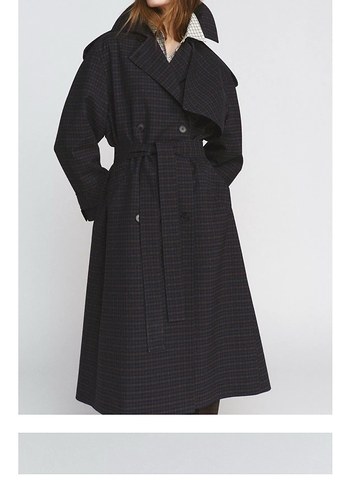 Kareli trençkot  M beden - Görsel 3