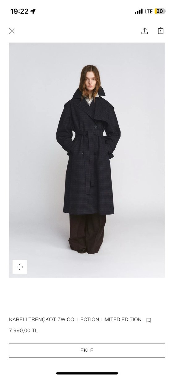 Kareli trençkot  M beden - Görsel 5