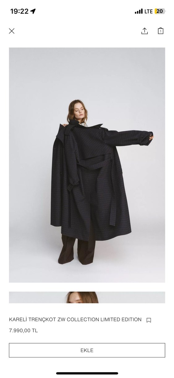 Kareli trençkot  M beden - Görsel 4