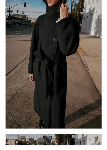 Siyah Kuşaklı Uzun Kaban - Görsel 2