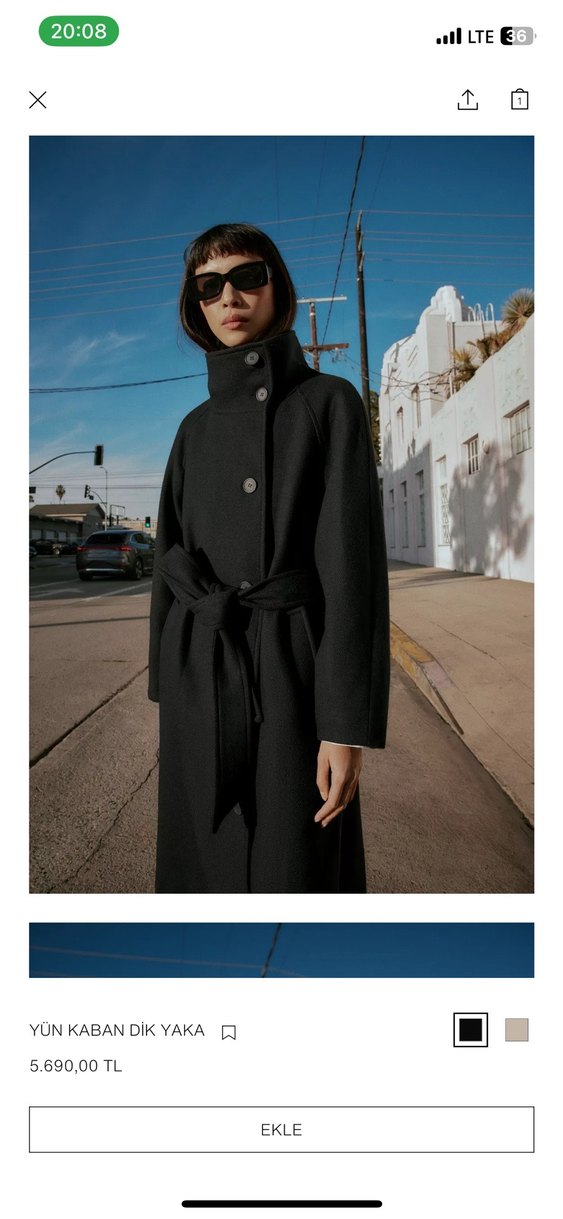 Siyah Kuşaklı Uzun Kaban - Görsel 3