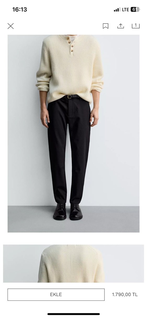 Bej Erkek Regular Fit Yün Pantolon S M L Xl - Görsel 2