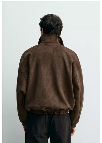 Düğmeli Kahverengi Erkek Süet Ceket S m L - Görsel 2
