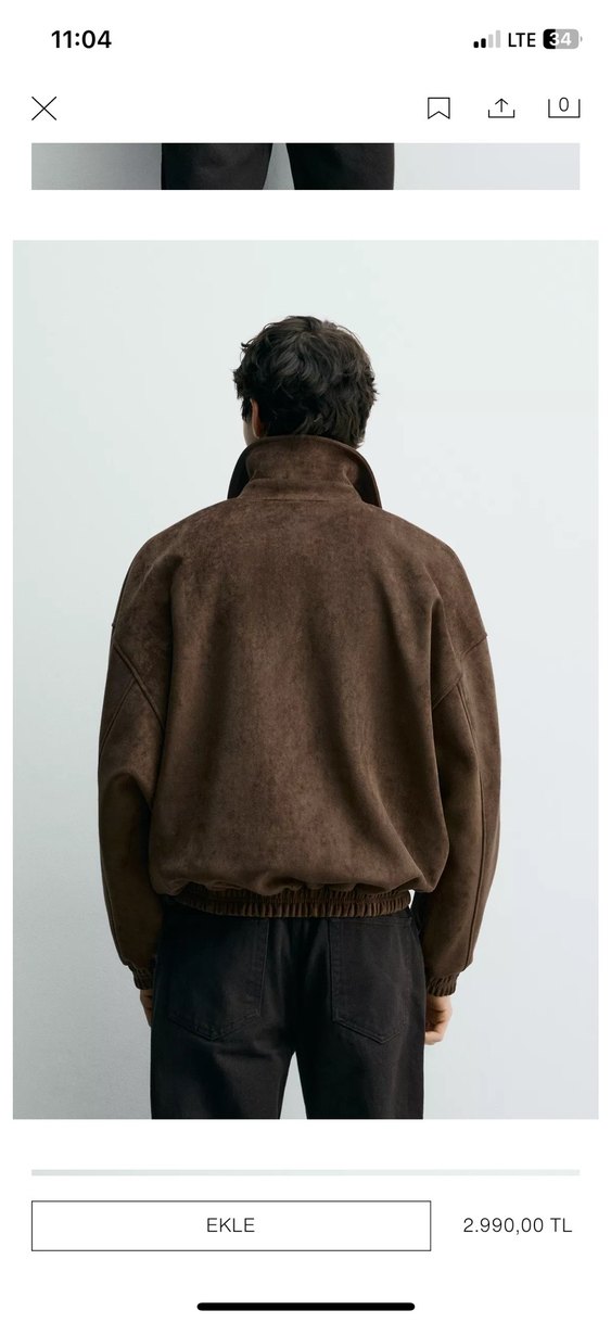 Düğmeli Kahverengi Erkek Süet Ceket S m L - Görsel 2