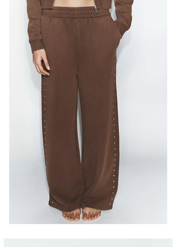 Kızlar Kahverengi Süet Rahat Paçalı Eşofman Altı - Görsel 2