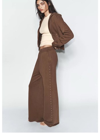 Kızlar Kahverengi Süet Rahat Paçalı Eşofman Altı - Görsel 3