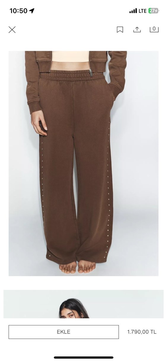 Kızlar Kahverengi Süet Rahat Paçalı Eşofman Altı - Görsel 2