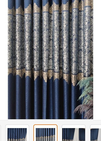 Desenli Koyu Mavi Konvansiyonel Perde - Görsel 3