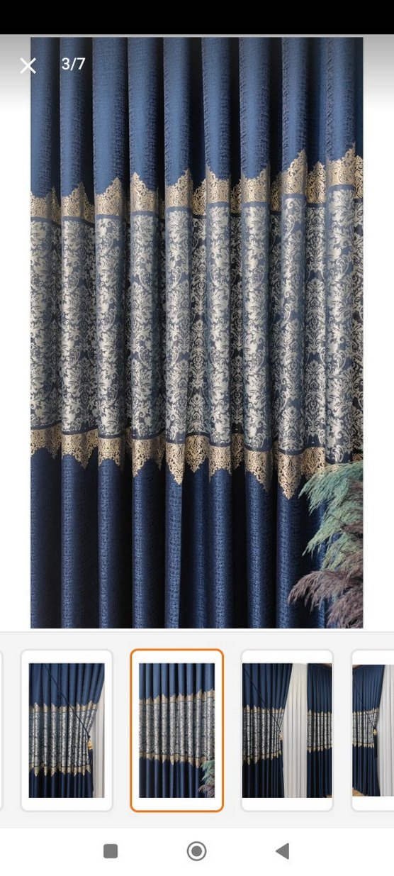 Desenli Koyu Mavi Konvansiyonel Perde - Görsel 3