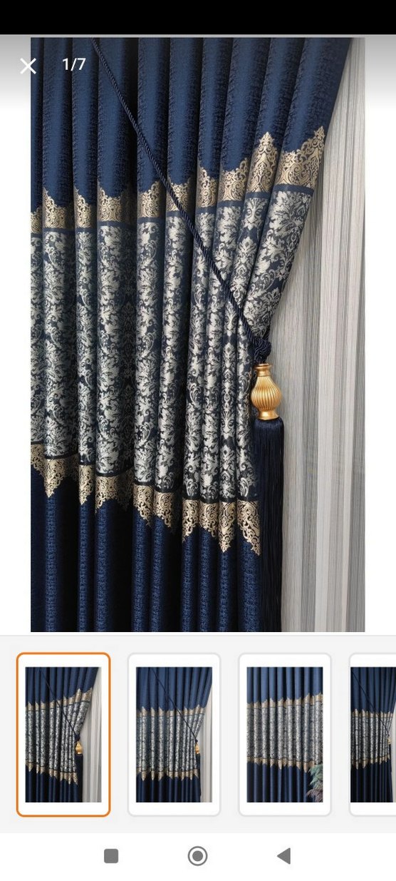 Desenli Koyu Mavi Konvansiyonel Perde - Görsel 4