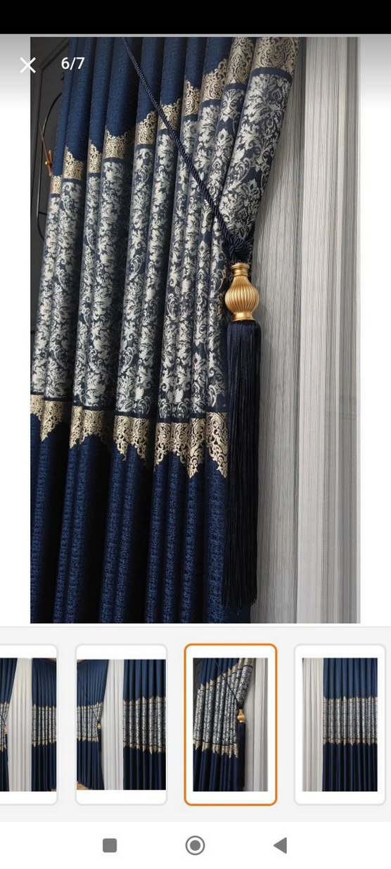 Desenli Koyu Mavi Konvansiyonel Perde - Görsel 2