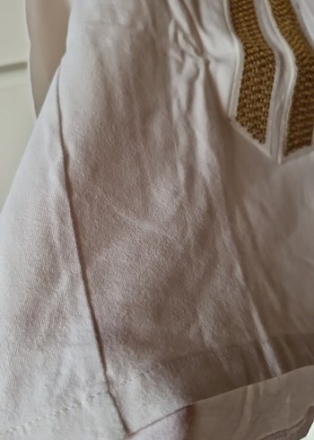 2 adet Zara Nakışlı Kız Çocuk Kısa Kollu Pembe ve beyaz Bluz - Görsel 6