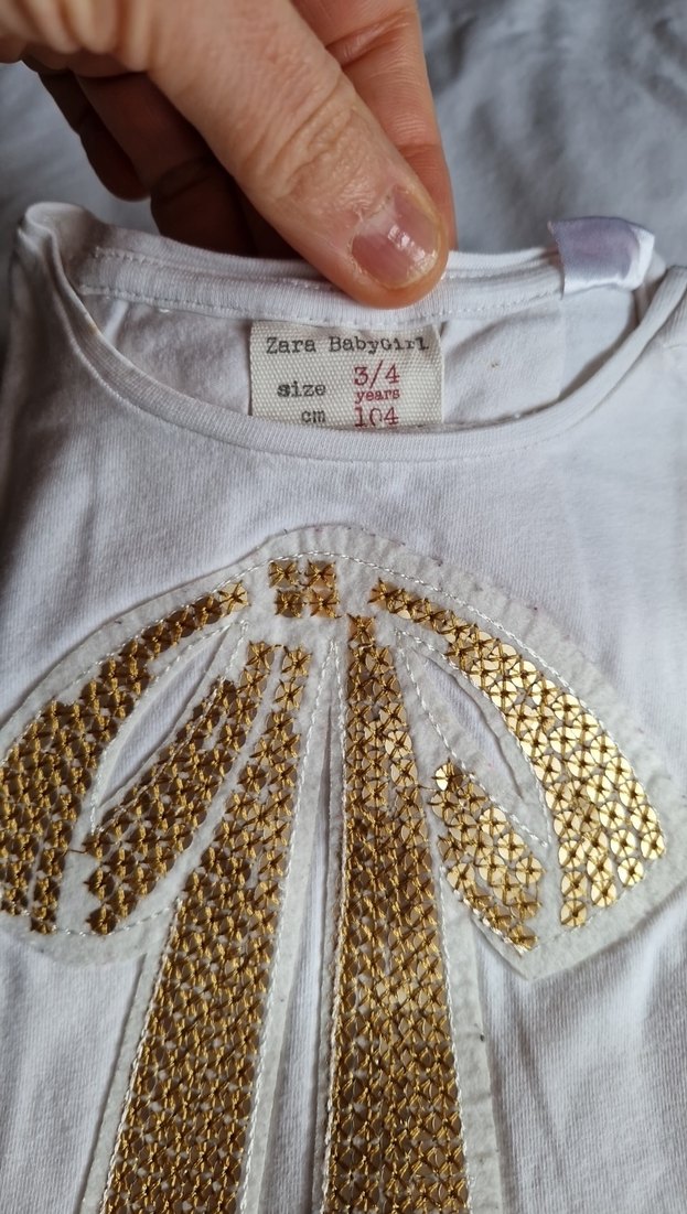 2 adet Zara Nakışlı Kız Çocuk Kısa Kollu Pembe ve beyaz Bluz - Görsel 2