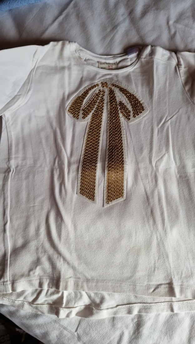 2 adet Zara Nakışlı Kız Çocuk Kısa Kollu Pembe ve beyaz Bluz - Görsel 4