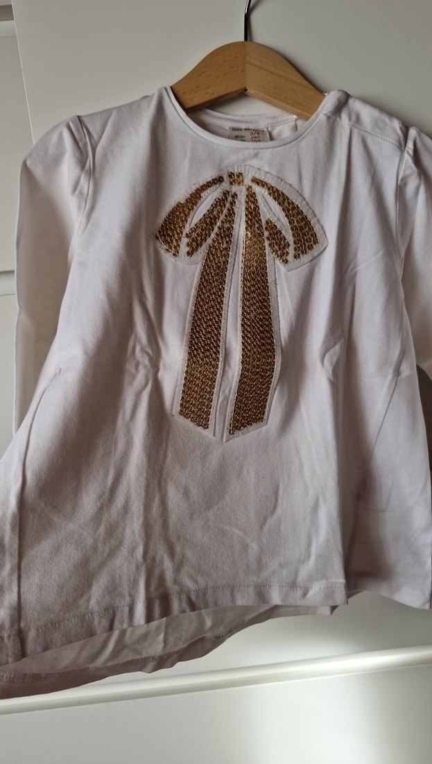 2 adet Zara Nakışlı Kız Çocuk Kısa Kollu Pembe ve beyaz Bluz - Görsel 5