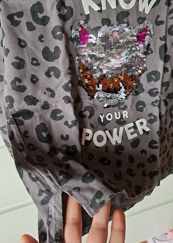 Kız Çocuk Gri Payetli Uzun Kollu Tişört - Görsel 6