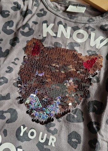 Kız Çocuk Gri Payetli Uzun Kollu Tişört - Görsel 7