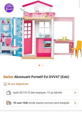 Barbie Aksesuarli Portatif Bebek Evi - Görsel 2