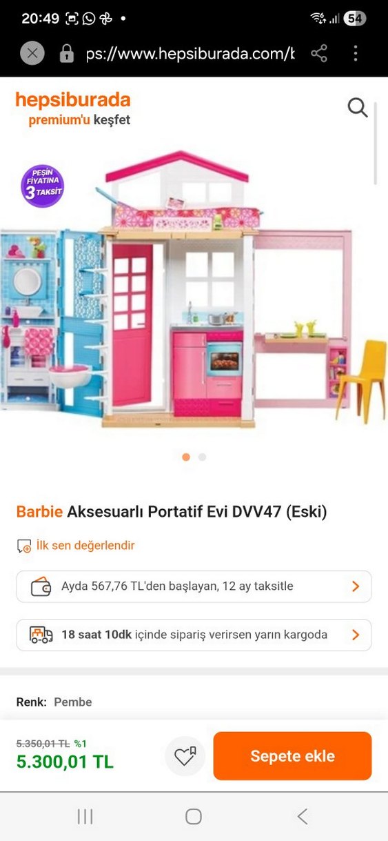 Barbie Aksesuarli Portatif Bebek Evi - Görsel 2