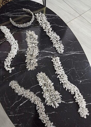  Beden beyaz Renk Kristal boncuk el yapımı taç#aksesuar#kina#düğün