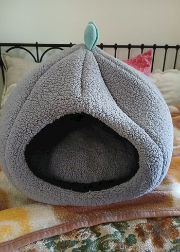 Gri Kedi Yatağı Kışlık Sıcak Yuvası - Görsel 3