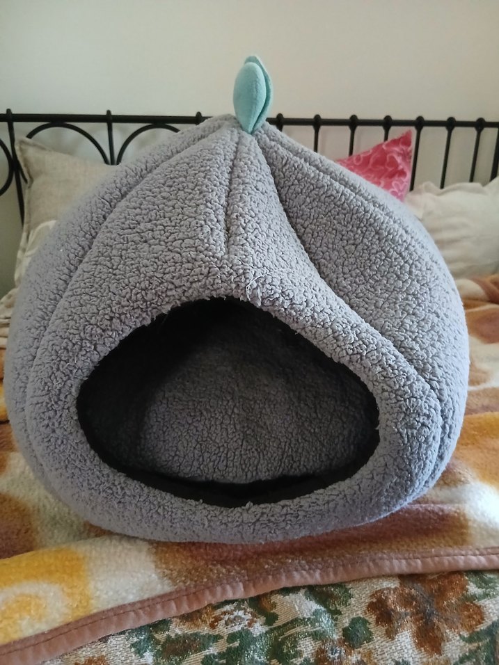 Gri Kedi Yatağı Kışlık Sıcak Yuvası - Görsel 3