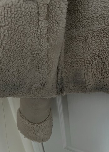 xs Beden ten rengi Renk Bershka Tüylü Detaylı Bej Süet Kadın Ceket