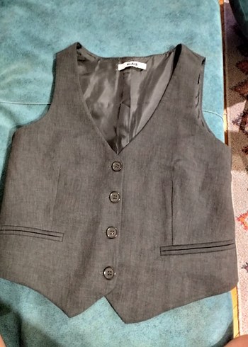 LC Waikiki V Yaka Gri Klasik Kadın Yelek