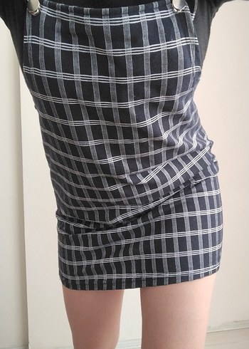 Lacivert Ekose Mini Elbise - Görsel 2