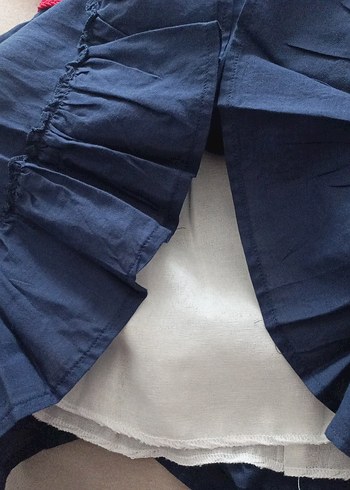 Nakışlı Lacivert Keten Kız Çocuk elbise - Görsel 3