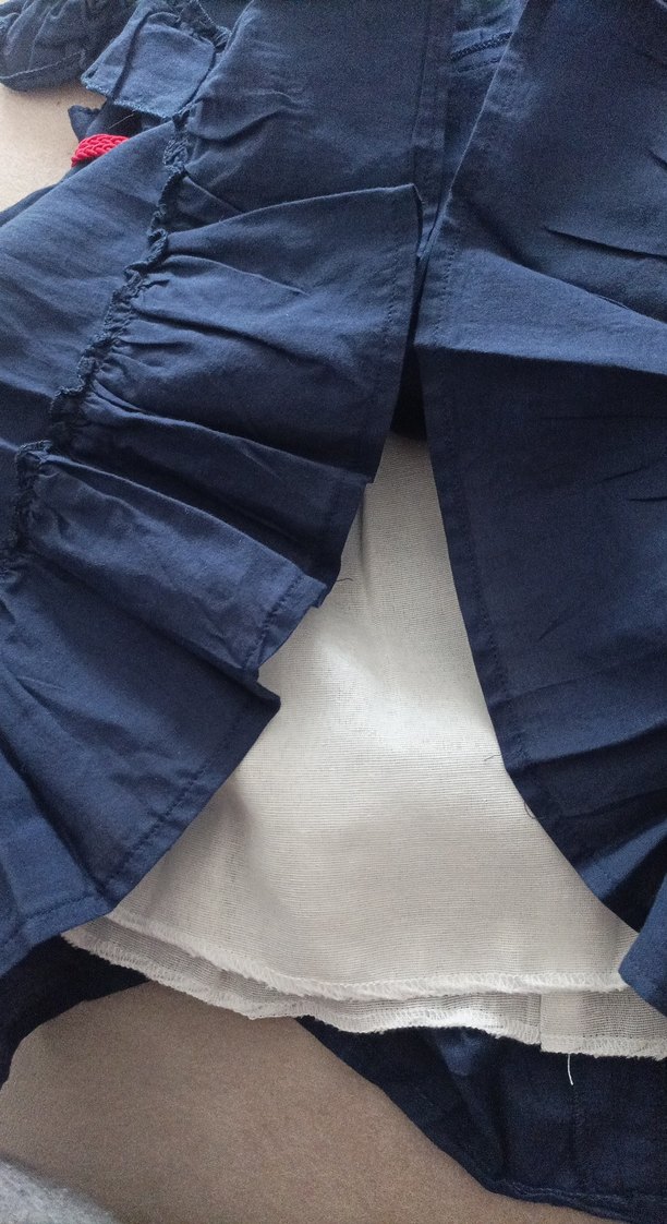 Nakışlı Lacivert Keten Kız Çocuk elbise - Görsel 3