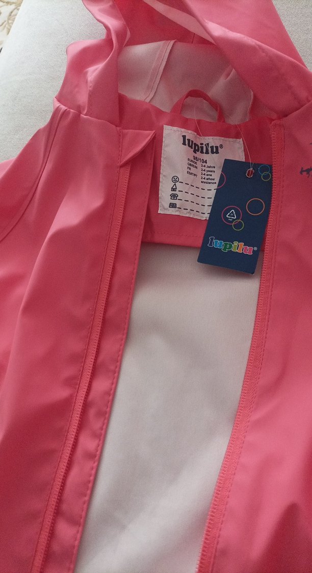 Kız Çocuk Parlak Pembe Baskılı Yağmurluk - Görsel 2